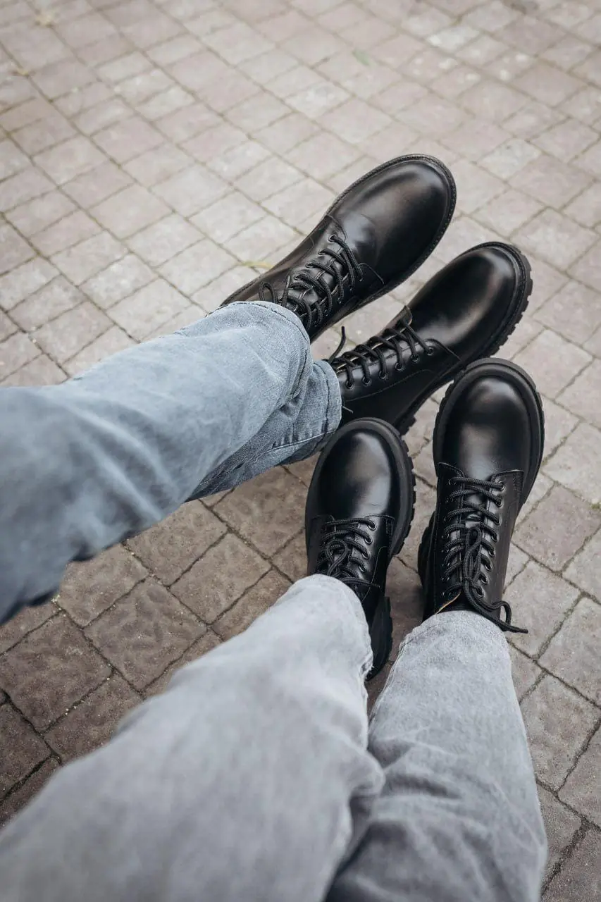 Mens Leather Black Boots Casual Boots